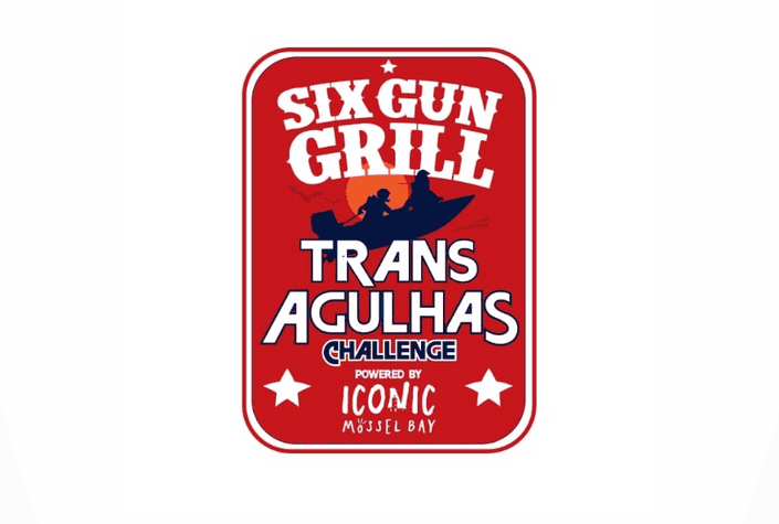 Red poster advertising the Trans Agulhas inflatable boat race